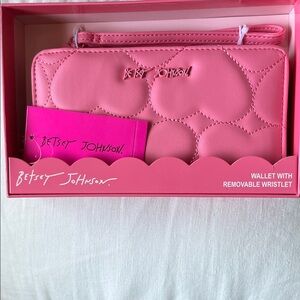 Betsey Johnson Heart-Patterned Pink Wallet